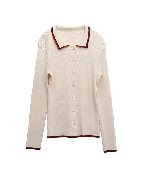 libelle more(リベル モア)の「配色リブニットポロカーディガン /襟付きニット / 通勤 / きれいめ /(カーディガン/ボレロ・レディース・杢グレー/アイボリー/ブラック・M)」の4枚目の写真