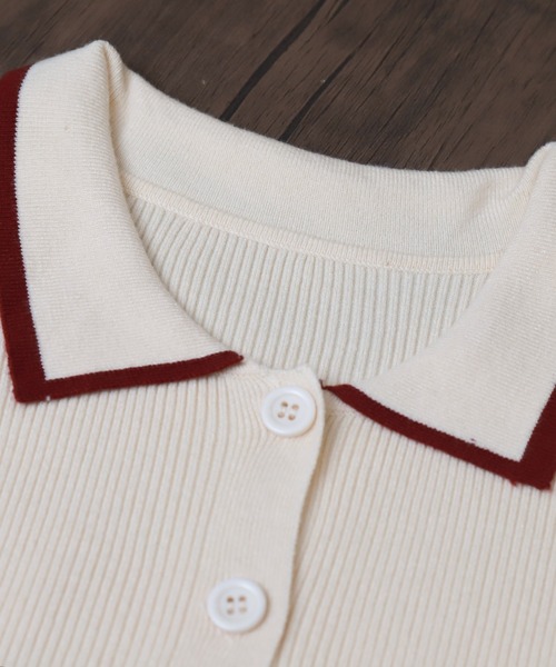 libelle more(リベル モア)の「配色リブニットポロカーディガン /襟付きニット / 通勤 / きれいめ /(カーディガン/ボレロ・レディース・杢グレー/アイボリー/ブラック・M)」の8枚目の写真