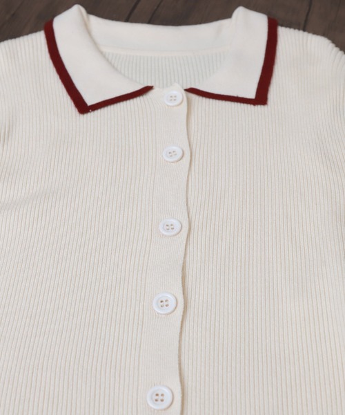 libelle more(リベル モア)の「配色リブニットポロカーディガン /襟付きニット / 通勤 / きれいめ /(カーディガン/ボレロ・レディース・杢グレー/アイボリー/ブラック・M)」の9枚目の写真