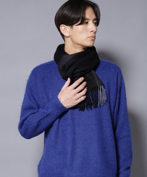NANO universe（ナノユニバース）の「ソフトカシミヤブレンドマフラー（マフラー・メンズ・ブラック/チャコール/ボルドー/ブルー・FREE）」の13枚目の写真