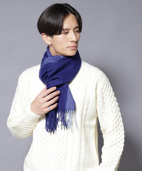 NANO universe（ナノユニバース）の「ソフトカシミヤブレンドマフラー（マフラー・メンズ・ブラック/チャコール/ボルドー/ブルー・FREE）」の11枚目の写真