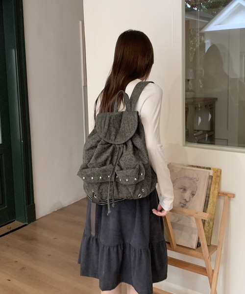 MEMECLE（メメクル）の「【MEMECLE/メメクル】レオパードスタッズリュック（バックパック/リュック・レディース・ベージュ/ブラック/カーキ・FREE）」の5枚目の写真