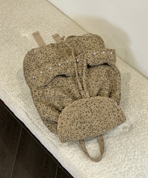 MEMECLE（メメクル）の「【MEMECLE/メメクル】レオパードスタッズリュック（バックパック/リュック・レディース・ベージュ/ブラック/カーキ・FREE）」の8枚目の写真