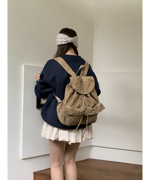 MEMECLE（メメクル）の「【MEMECLE/メメクル】レオパードスタッズリュック（バックパック/リュック・レディース・ベージュ/ブラック/カーキ・FREE）」の11枚目の写真