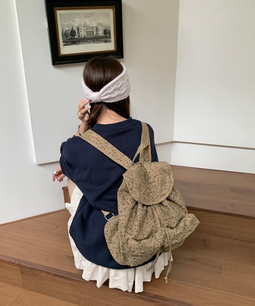 MEMECLE（メメクル）の「【MEMECLE/メメクル】レオパードスタッズリュック（バックパック/リュック・レディース・ベージュ/ブラック/カーキ・FREE）」の13枚目の写真