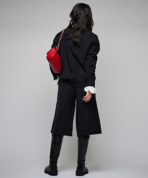 Narcissus（ナルシス）の「ニットセットアップ/ハーフパンツ/Vネックニットトップス（ニット/セーター・レディース・ブラック/グレー・FREE）」の6枚目の写真