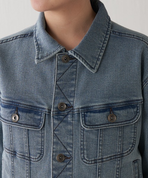 COLLAGE GALLARDAGALANTE（コラージュガリャルダガランテ）の「Q.anos/ストレッチ袖リブデニムジャケット（デニムジャケット・レディース・インディゴブルー/ブルー・FREE/XL）」の9枚目の写真