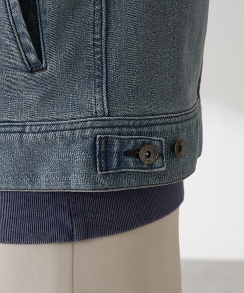 COLLAGE GALLARDAGALANTE（コラージュガリャルダガランテ）の「Q.anos/ストレッチ袖リブデニムジャケット（デニムジャケット・レディース・インディゴブルー/ブルー・FREE/XL）」の5枚目の写真