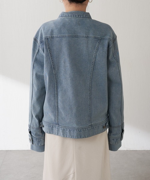 COLLAGE GALLARDAGALANTE（コラージュガリャルダガランテ）の「Q.anos/ストレッチ袖リブデニムジャケット（デニムジャケット・レディース・インディゴブルー/ブルー・FREE/XL）」の10枚目の写真