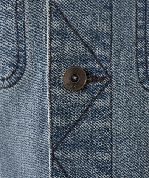 COLLAGE GALLARDAGALANTE（コラージュガリャルダガランテ）の「Q.anos/ストレッチ袖リブデニムジャケット（デニムジャケット・レディース・インディゴブルー/ブルー・FREE/XL）」の13枚目の写真