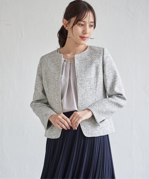 ikka(イッカ)の「【フォーマル対応】ファンシーツイードジャケット(ノーカラージャケット・レディース・オフホワイト/ネイビー・M/L)」の14枚目の写真