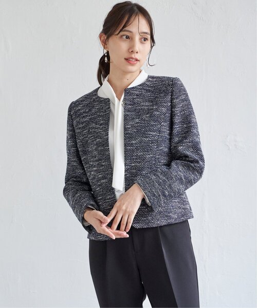 ikka(イッカ)の「【フォーマル対応】ファンシーツイードジャケット(ノーカラージャケット・レディース・オフホワイト/ネイビー・M/L)」の19枚目の写真