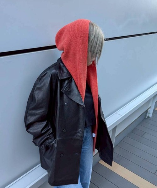 Scrap Book（スクラップブック）の「【Scrap Book】ウールフードマフラー（マフラー・レディース・ブルー/グレー/ピンク系その他/グレー系その他/ブラウン・FREE）」の2枚目の写真