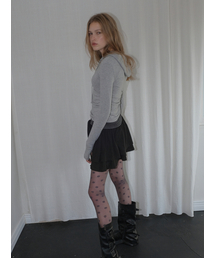 Hooded Shirring T-Shirt, Melange Grey