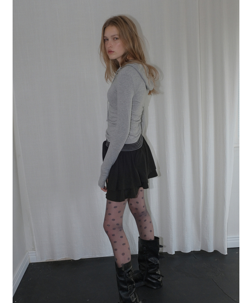 ETMON(エトモン)の「Hooded Shirring T-Shirt, Melange Grey(Tシャツ/カットソー・レディース・その他・F)」の1枚目の写真