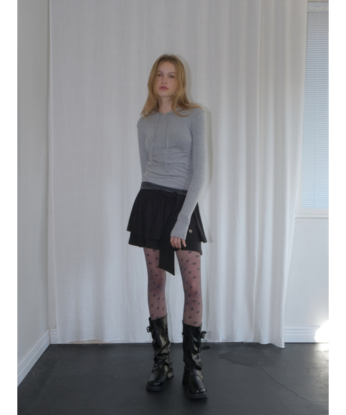 ETMON(エトモン)の「Hooded Shirring T-Shirt, Melange Grey(Tシャツ/カットソー・レディース・その他・F)」の3枚目の写真