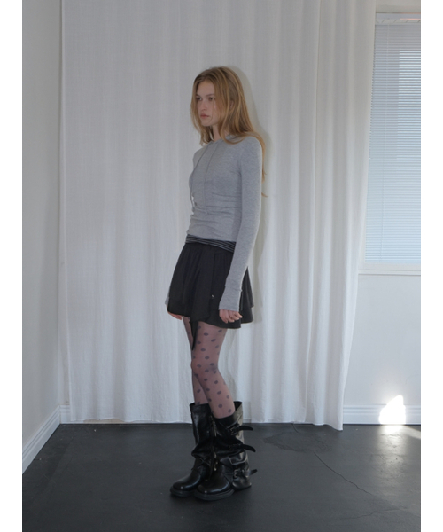 ETMON(エトモン)の「Hooded Shirring T-Shirt, Melange Grey(Tシャツ/カットソー・レディース・その他・F)」の4枚目の写真