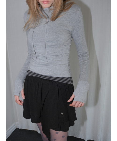 ETMON(エトモン)の「Hooded Shirring T-Shirt, Melange Grey(Tシャツ/カットソー・レディース・その他・F)」の5枚目の写真