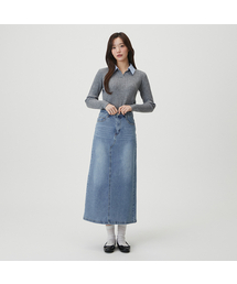 PLASTIC ISLAND（プラスティックアイランド）の「バックスリットデニムロングスカート PR7DS201（スカート）」