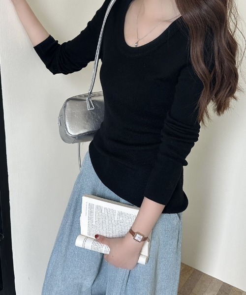 Ritzy(リッツィー)の「ウール混 ニット トップス(ニット/セーター・レディース・ダークグレー/ブラック/ライトグレー/ホワイト/モカ・FREE)」の3枚目の写真