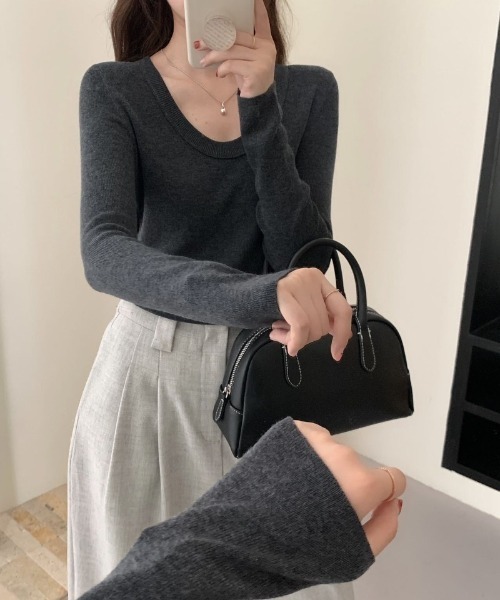 Ritzy(リッツィー)の「ウール混 ニット トップス(ニット/セーター・レディース・ダークグレー/ブラック/ライトグレー/ホワイト/モカ・FREE)」の15枚目の写真