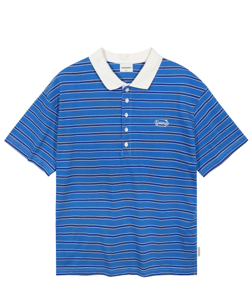 GAINSBORO（ゲインズボロ）の「サークルスターロゴストライプポロTシャツ_ブルー（ポロシャツ・メンズ・その他・SMALL/LARGE/MEDIUM）」の2枚目の写真