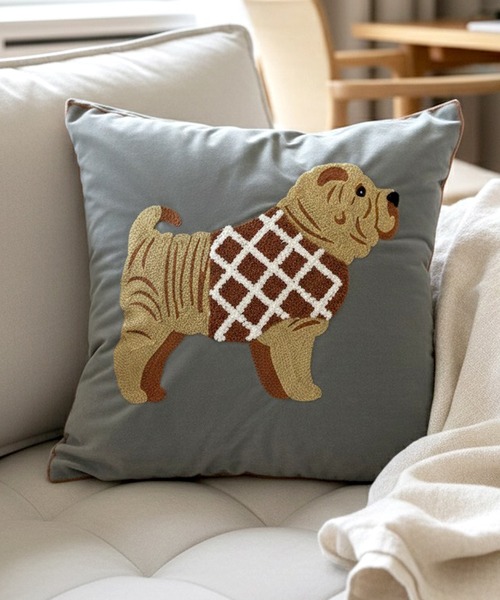 セール】【yield select】DOG刺繍 クッションカバー 45×45cm YW2CC