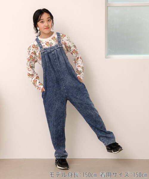 MAKE YOUR DAY(メイクユアデイ)の「ワイドサロペットパンツ■150.160cm(サロペット/オーバーオール・キッズ・ネイビー/オフホワイト/ブラック・150/160)」の9枚目の写真