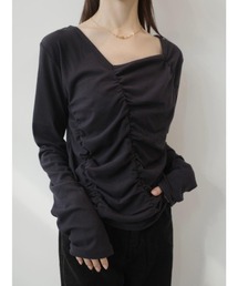 amel（エイメル）の「ピーチスキンアシンメトリートップス/ ダークグレー（Tシャツ/カットソー）」