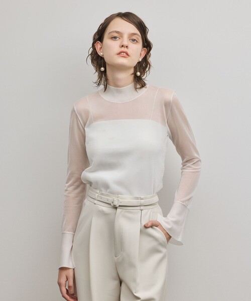 GRACE CONTINENTAL(グレースコンチネンタル)の「シアーハイネックニットトップ(その他トップス・レディース・ブラック/ホワイト・36)」の2枚目の写真
