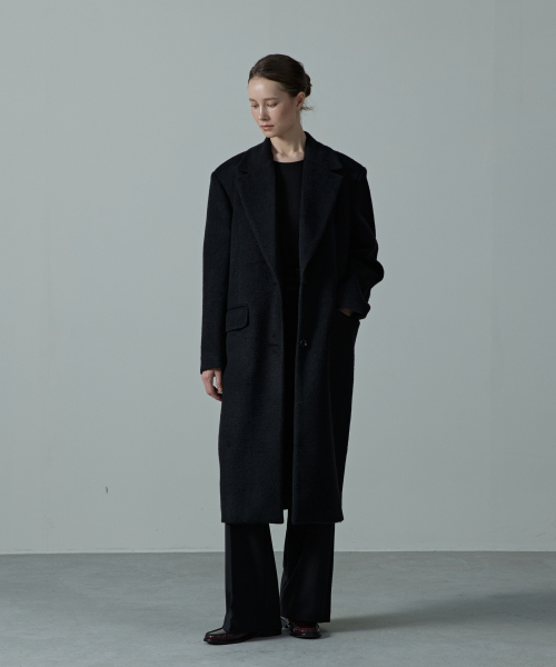 Albe Wide Wool Over Single Tailored Coat_BLACK