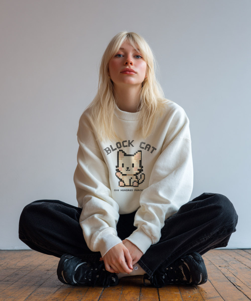 OHP（ワンハンドレッドパーセント）の「OHPxGOODD ブロックキャット 裏起毛 スウェット（スウェット・メンズ・ダークグレー/Beige/ブラック・M(95)/2XL/L/3XL/4XL/XL）」の4枚目の写真
