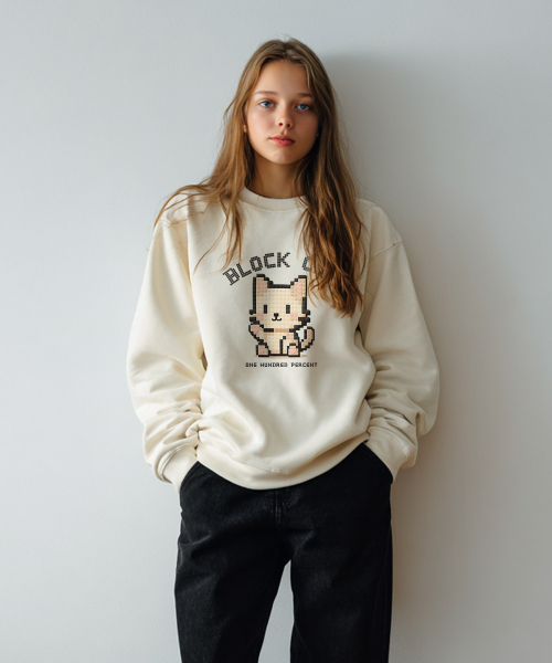 OHP（ワンハンドレッドパーセント）の「OHPxGOODD ブロックキャット 裏起毛 スウェット（スウェット・メンズ・ダークグレー/Beige/ブラック・M(95)/2XL/L/3XL/4XL/XL）」の7枚目の写真