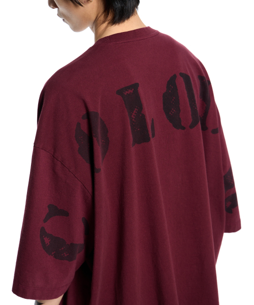 VONVAT(ヴォンバト)の「Back lettering Coccoon Short Sleeve(Tシャツ/カットソー・レディース・バーガンディー・1/2/3)」の5枚目の写真