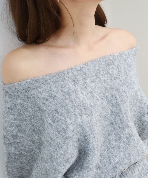 CECIL McBEE（セシルマクビー）の「ベルト付きニットワンピース（ワンピース・レディース・グレー/ブラウン/アイボリー・MEDIUM）」の14枚目の写真