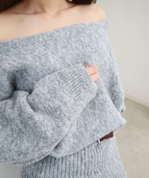 CECIL McBEE（セシルマクビー）の「ベルト付きニットワンピース（ワンピース・レディース・グレー/ブラウン/アイボリー・MEDIUM）」の15枚目の写真