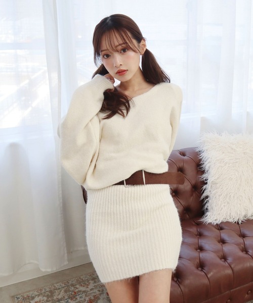 CECIL McBEE（セシルマクビー）の「ベルト付きニットワンピース（ワンピース・レディース・グレー/ブラウン/アイボリー・MEDIUM）」の18枚目の写真