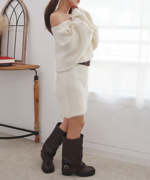 CECIL McBEE（セシルマクビー）の「ベルト付きニットワンピース（ワンピース・レディース・グレー/ブラウン/アイボリー・MEDIUM）」の21枚目の写真