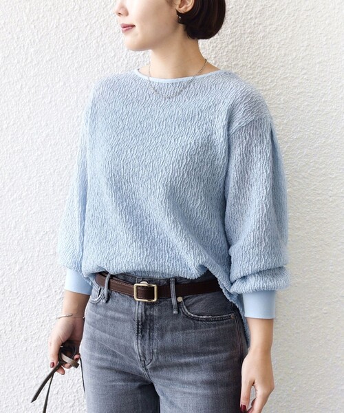 SHIPS(シップス)の「〈手洗い可能〉ランダム ブルーゼ 袖 タック プルオーバー(Tシャツ/カットソー・レディース・ナチュラル/ベージュ/ピンク/ライトブルー・ONE SIZE)」の10枚目の写真