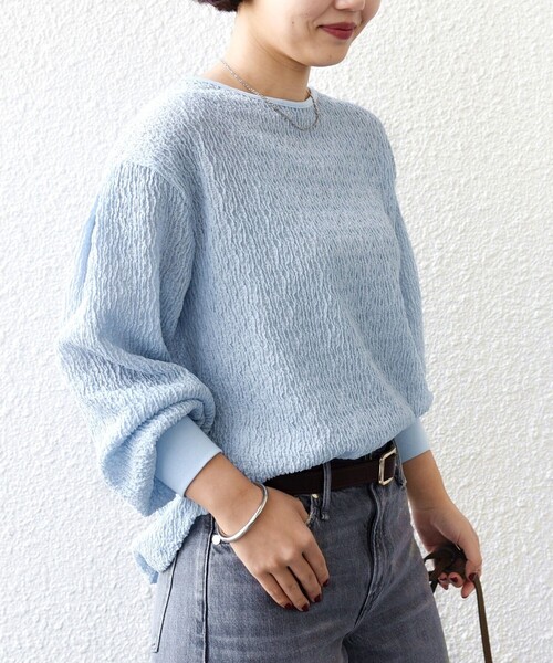 SHIPS(シップス)の「〈手洗い可能〉ランダム ブルーゼ 袖 タック プルオーバー(Tシャツ/カットソー・レディース・ナチュラル/ベージュ/ピンク/ライトブルー・ONE SIZE)」の12枚目の写真