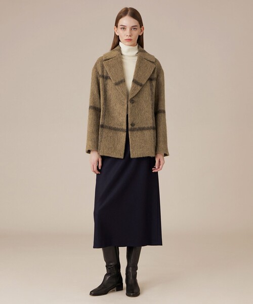 MACKINTOSH LONDON(マッキントッシュ ロンドン)の「ウールスムーススカート(スカート・レディース・ベージュ/ネイビー・38/36)」の4枚目の写真