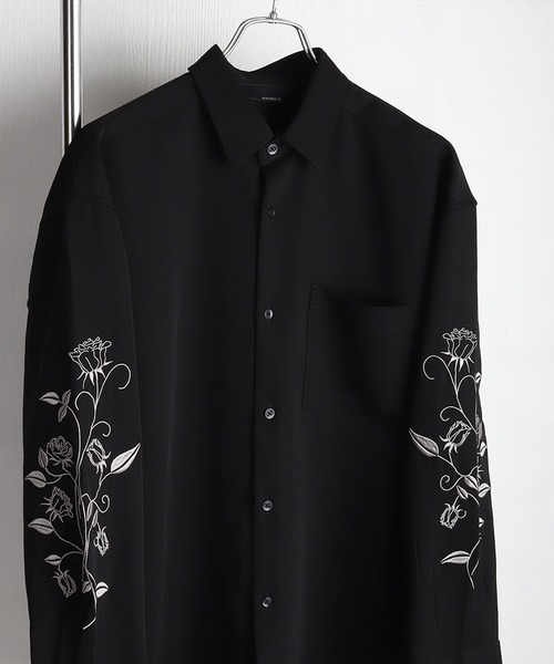 WESTSEA(ウエストシー)の「NAIVE MAGIC ナチュラルストレッチ ルーズサイズ 袖 薔薇刺繍 長袖シャツ(シャツ/ブラウス・メンズ・ホワイト/ブルー/ブラック・M/L)」の3枚目の写真