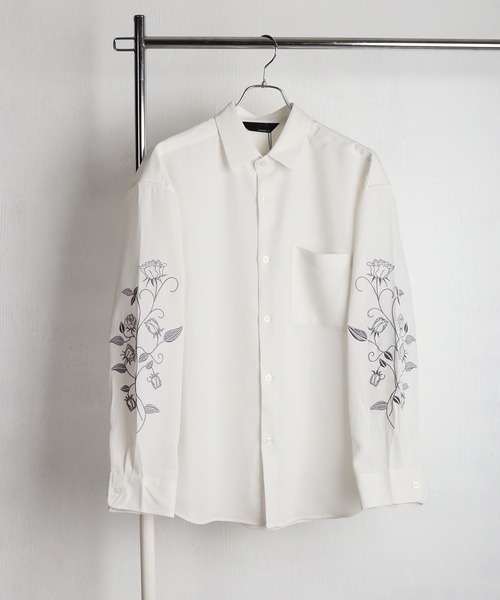 WESTSEA(ウエストシー)の「NAIVE MAGIC ナチュラルストレッチ ルーズサイズ 袖 薔薇刺繍 長袖シャツ(シャツ/ブラウス・メンズ・ホワイト/ブルー/ブラック・M/L)」の4枚目の写真
