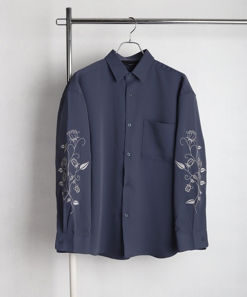 WESTSEA(ウエストシー)の「NAIVE MAGIC ナチュラルストレッチ ルーズサイズ 袖 薔薇刺繍 長袖シャツ(シャツ/ブラウス・メンズ・ホワイト/ブルー/ブラック・M/L)」の10枚目の写真