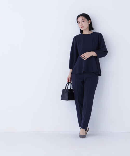 【美品】ナチュラルビューティーベーシック　セットアップ　パンツ　ネイビー　M ◇フォルムペプラムセットアップ（パンツドレス）｜NATURAL BEAUTY
