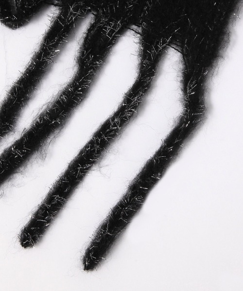 GLOBAL WORK（グローバルワーク）の「ラメ太フリンジストール/633401（ストール/ショール・レディース・ライトグレー/オフホワイト/ブラック・FREE）」の6枚目の写真