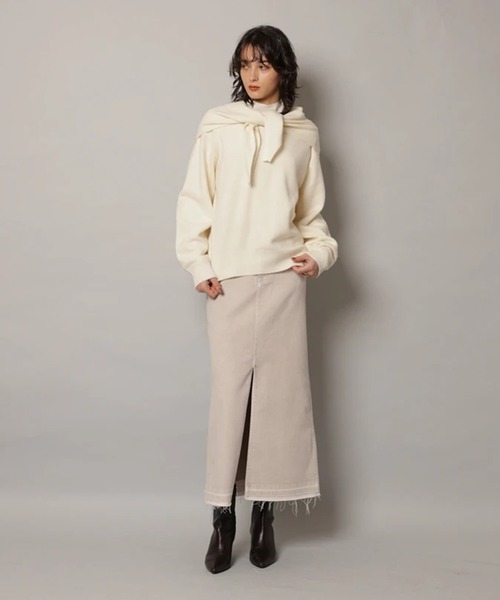 CADUNE（カデュネ）の「デニムタイトスカート（スカート・レディース・ホワイト/ライトパープル/ベージュ・38/36/34）」の2枚目の写真