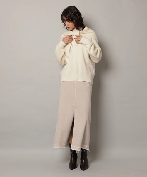 CADUNE（カデュネ）の「デニムタイトスカート（スカート・レディース・ホワイト/ライトパープル/ベージュ・38/36/34）」の4枚目の写真