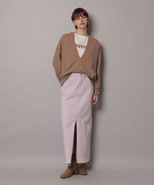 CADUNE（カデュネ）の「デニムタイトスカート（スカート・レディース・ホワイト/ライトパープル/ベージュ・38/36/34）」の6枚目の写真