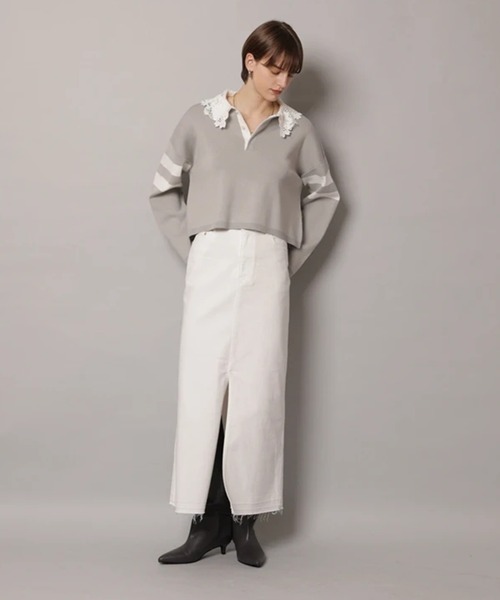 CADUNE（カデュネ）の「デニムタイトスカート（スカート・レディース・ホワイト/ライトパープル/ベージュ・38/36/34）」の14枚目の写真